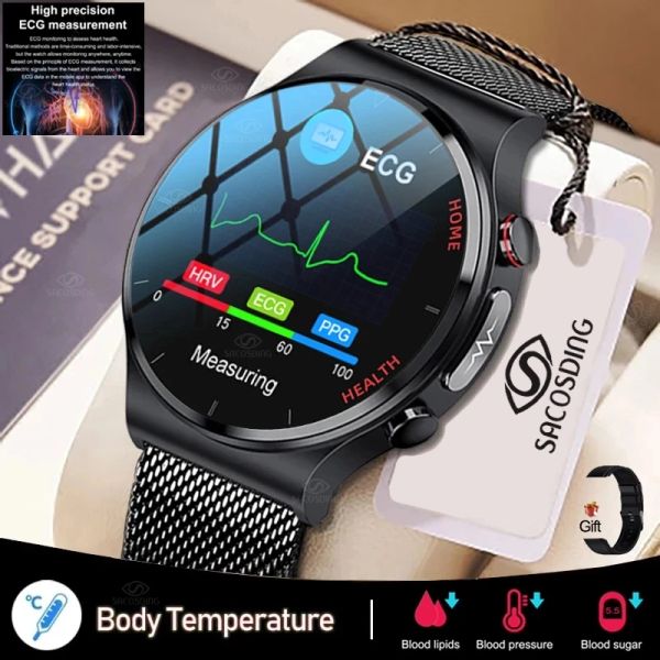 Uhren 2022New Laserbehandlung drei hohe Smart Watch Männer EKG PPG Herzfrequenz Blutdruckgesundheit Tracker Körpertemperatur Smart Watch