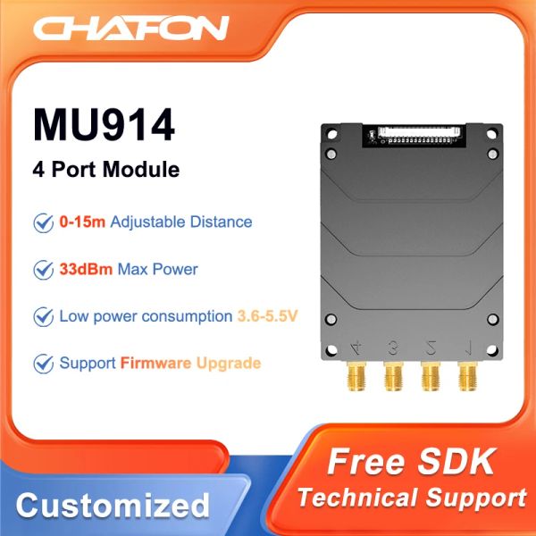 Controle Chafon MU914 UHF RFID Módulo de alto desempenho de alto desempenho Módulo de leitura RS232 Interface com quatro portas de antena para controle de acesso