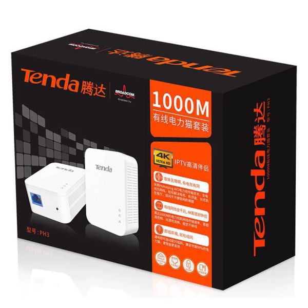 Маршрутизаторы Tenda PH3 AV1000 1PAIR GIGABIT PowerLine Адаптер 1000 Мбит / с Ehernet PLC HomePlug для беспроводного партнера по маршрутизаторам Wi -Fi IPTV AV2