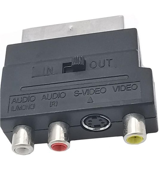 Адаптер Scart AV Block до 3 RCA Phono Composite Svideo с переключателем с inout для телевизора DVD VCR1264362