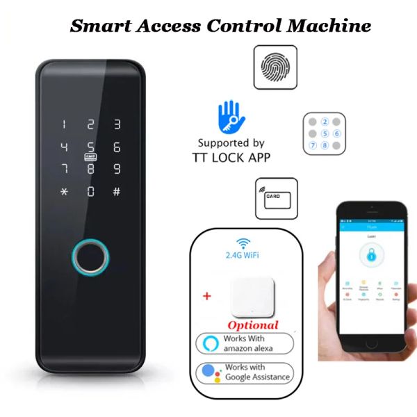 Controle 12V Ttlock Smart Access Control Máquina de impressão digital Cartão de senha desbloqueio Uso com interruptor de saída BLUCHET BLUETOOTH porta aberta