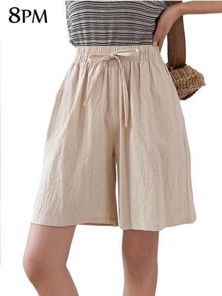 Shorts femminile femminile Bermuda Shorts Cotton High Wit Wide Gamba Casua Shorts Dold Girl Outfit Casual Outfit White OUC1078 Y240420