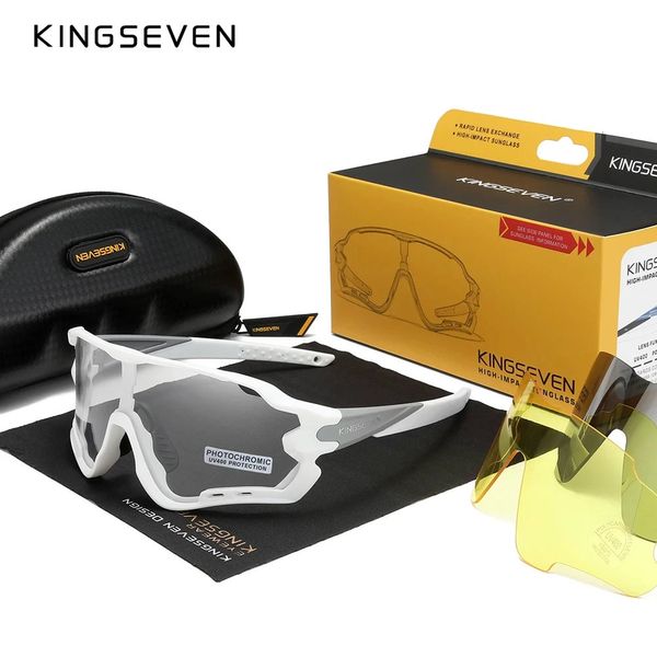 Kingseven Pochromic Cycling Cycling Glases Bike Bicycle Glasses Sports Mens salgados MTB Road Cycling Protection Óculos de proteção contra os óculos 240410