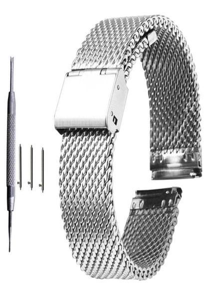 18mm 20 mm 22 mm 24 mm universell Milanes Watchband Schnellveröffentlichung Watch Band Mesh Edelstahlband Handgelenkband Armband Schwarz 2202235419