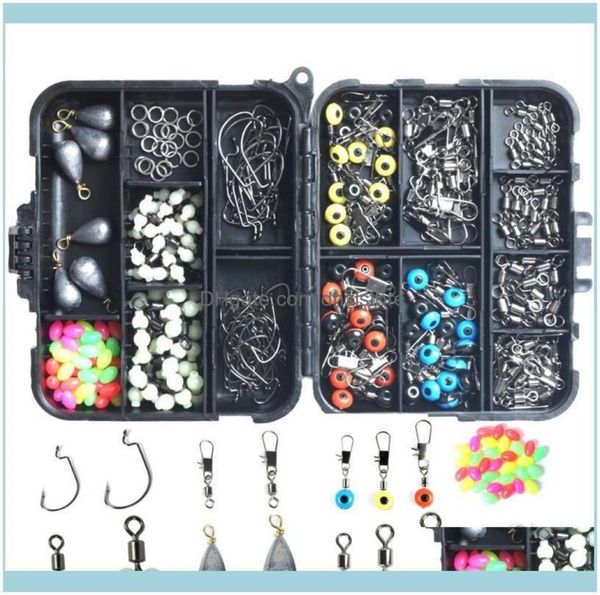 Sport all'aperto251pcsbox pesca kit aessories con ganci per gonfie pesi platina di diaposili fagioli galleggianti bobber bocconcella