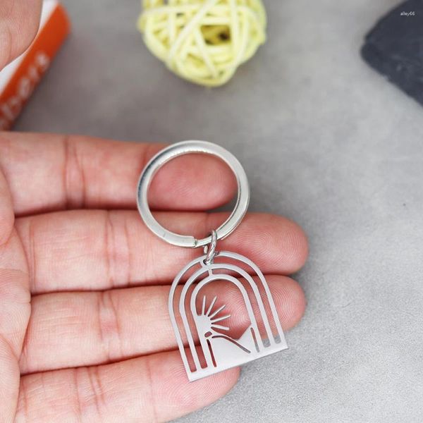 Schlüsselanhänger Nedar Sonne Edelstahl Geometrische Bergzauber Keyrings Frauen Männer Handtaschen Anhänger Schlüsselketten DIY -Schmuck Geschenke