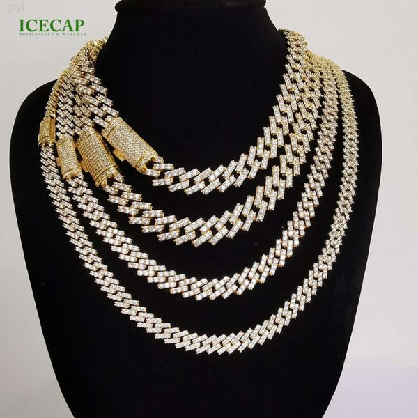 ICECAP Custom Cuban Link Nome collana oro placcata a ginnastica moissanite Diamond Cuban Link Catena di collegamento cubano