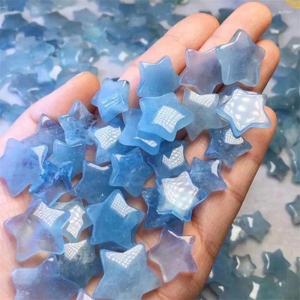 Dekoratif Figürinler 5pcs Doğal Aquamarine Yıldız Kristal Kuvars Oymalar Mineral Şifa Taş Taş Ev Oda Dekoru için DIY Mücevherat