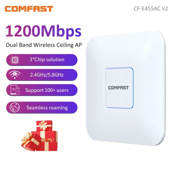 Yönlendiriciler CFE455AC 1200Mbps Yüksek Hızlı Tavan AP 2.4G5.8G Çift Bant 802.11ac Gigabit İç Mekan Erişim Noktası WiFi Tekrarlayıcı/Yönlendirici Mumimo