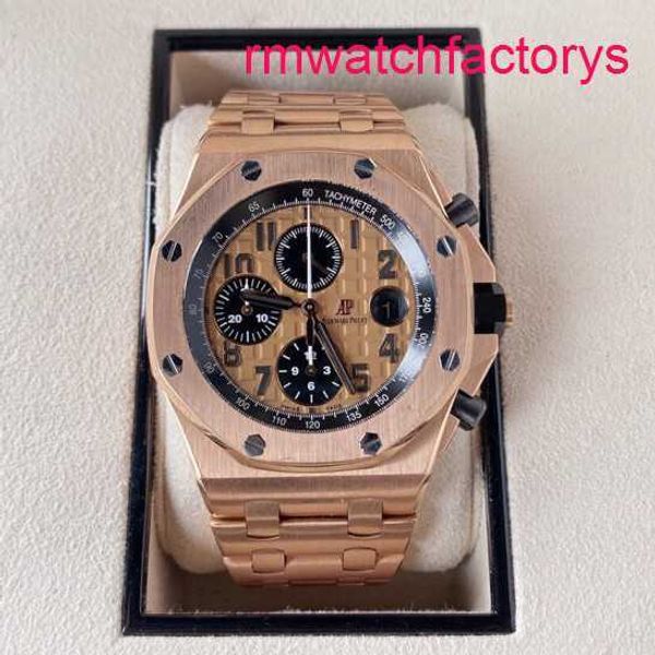 AP Orologio da polso automatico Royal Oak Offshore Series Orologio da 42 mm di diametro da 42 mm in acciaio 18k oro rosa maschile orologio maschile orologio 26470or.oo.1000or.01