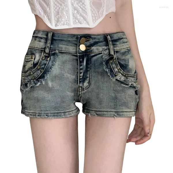 Jeans da donna Donne coreano pantaloni in denim pantaloni bassa a vita bassa y2k streetwear super cortome