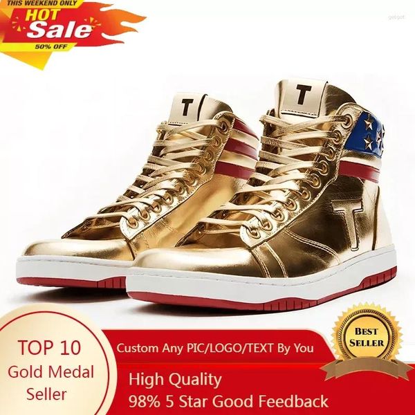 Sapatos casuais maga trump nunca rendição alta tênis de ouro de alto tênis de ouro boots masculinos sneaker 2024 Baskteball sapato