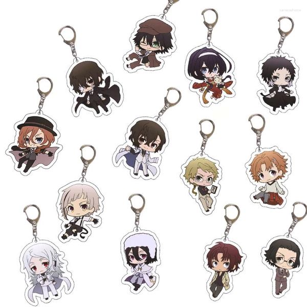 Keychains Anime Keychain Bungou Streuner Hunde ATSUSHI NAKAJIMA DAZAI Key Kette für Frauen Accessoires Süßes Bag Anhänger Ringfans Geschenk