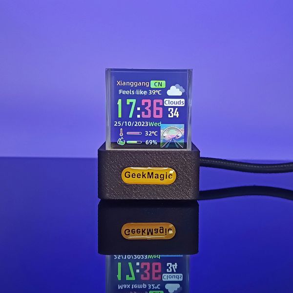 Geekmagic Mini Crystal Display Wettervorhersage Gadget mit WiFi Desktop Clock StationTransparent Small TV für Spieldekoration 240410