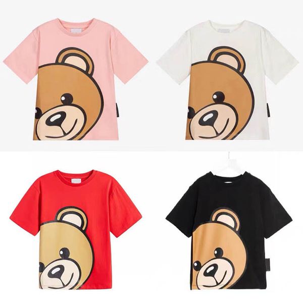 Camisetas infantis de menino Tops Tees meninos meninas desenho animado urso letra bordada letra algodão de manga curta de manga curta