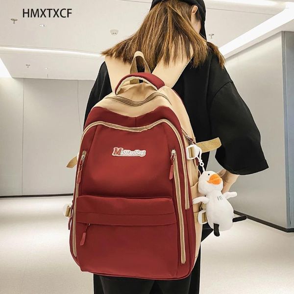 Backpack Students estilo japonês tiras ajustáveis Escola Escola Multi-bolso acolchoado de grande capacidade Scirl Casual Book Bag