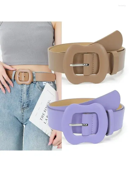 CINTE 2024 Candy in stile coreano Colore fresco Donne fresche cintura larga fibbia golvena di jeans decorativi solidi abiti giallo viola lusso