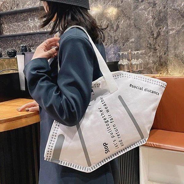 Bolsa Bolsa Bolsas de Totas Casuais de Máscara Criativa de Máscara Criativa para Mulheres 2024 Lada da moda Compras de grande capacidade