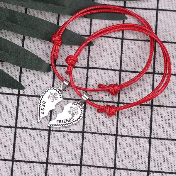 Charm Bracelets Freunde Armband 2 PCs/Set einstellbare Seilkette für Frauen Mädchen Herz Form süße Vielfalt von für immer angehenden Geschenke