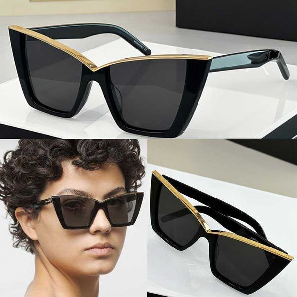 Óculos de sol feminino Cat Eyes Frame com assinatura clássica gravada em templos Lady Outdoor Fashion Show SL570 YS4B