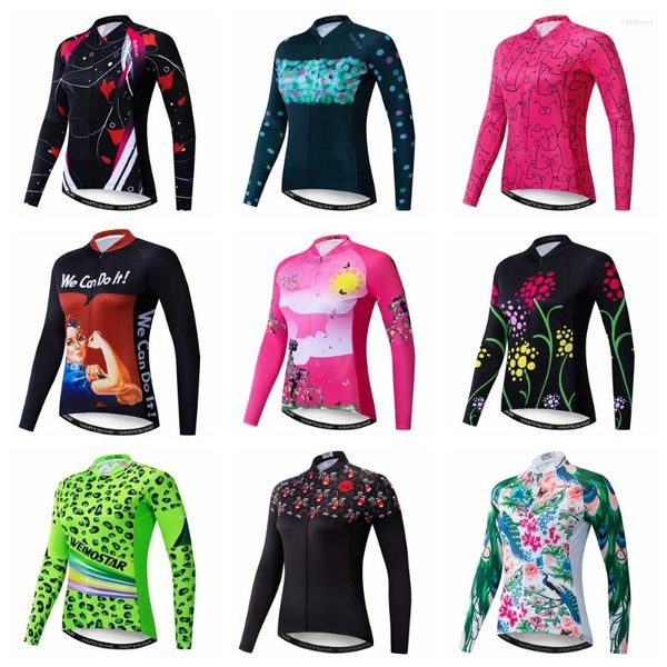 Yarış ceketleri çiçek bisiklet forması kadınlar mtb gömlek bisiklet giyim bisiklet giysi giysi uzun kollu spor