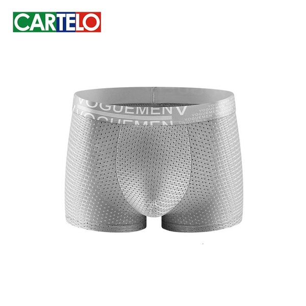 Cartelo 1pc Ice Silk Men Boxer 3A Graphen Antibakterielle Unterwäsche Feste unterströme leichte leichte trocken atmungsaktive kühle männliche Höschen 240420