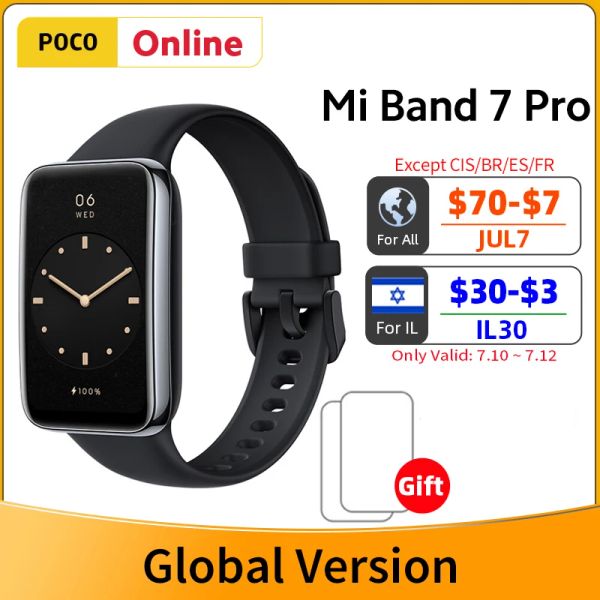 Смотрите глобальную версию Xiaomi Mi Band 7 Pro GPS Smart Bracelet Amoled Экран -экран кровь кислород Fiess Traker Smartband Водонепроницаемый PK Band 6