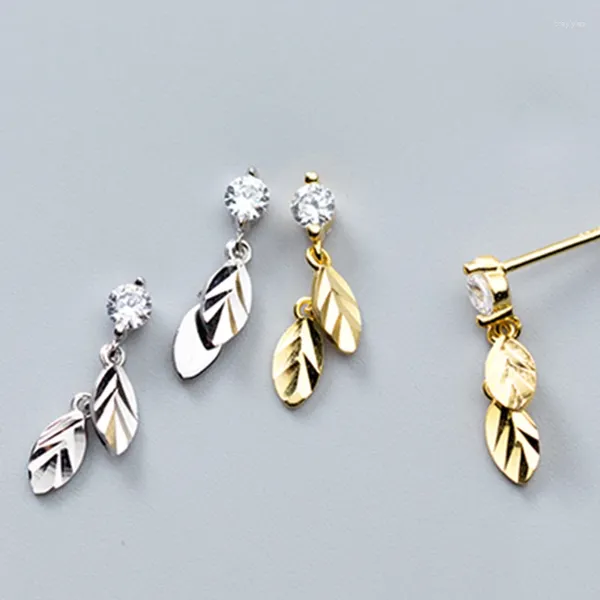 Orecchini per borchie 925 foglie argento sterling vintage minimalista oro color moda gioielli oorbellen pendientes arete