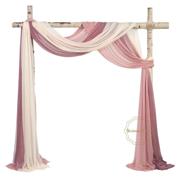 10 metri Tessuto arco di nozze tessuto drappeggio trasparente in chiffon tulle tenda drappeggiatura per le forniture per la festa della festa della casa