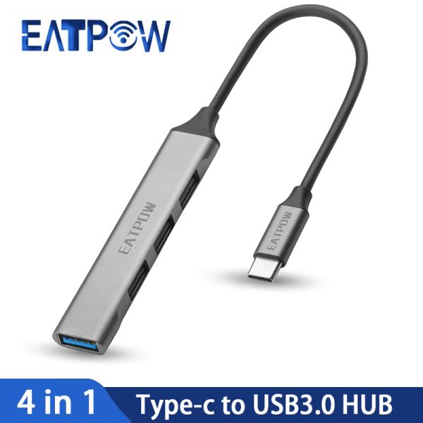 Hubs EatPow 4 Porta USB 3.0 Hub USB Hub de alta velocidade Tipo C divisor C para acessórios para computadores de PC Hub multiporto USB 3.0 2.0 Adaptador