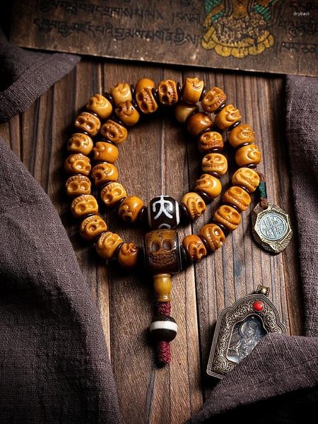 Strand Natural Yak Bone Beads Bracelet Prafts Crafts Chull Shri Chitipati Multi-Circle