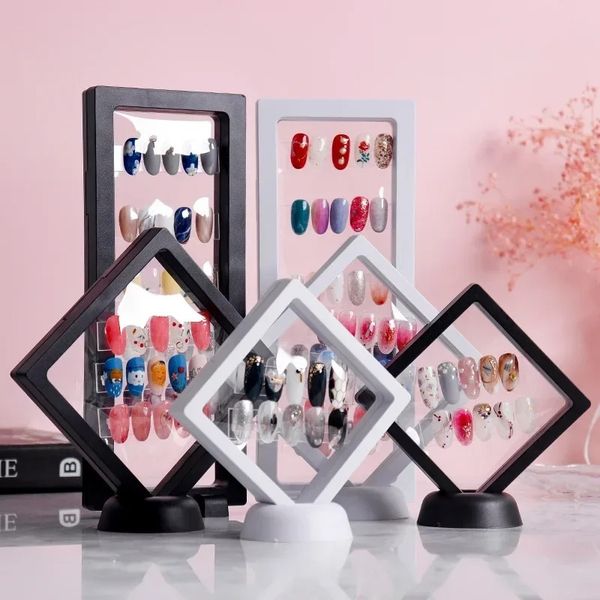 1 PCS Dicas de unhas brancas/pretas Display Stand Stand Acrylic With Membrane Pet Nails Digna mostrando ferramentas de arte de manicure manicure