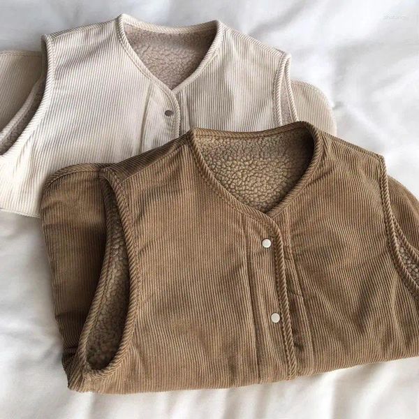 Giubbotti da donna velluto vintage vellutoy lana di lana di lana calda donna autunno o collo singolo petrolio casual caprifoglio giacca senza maniche