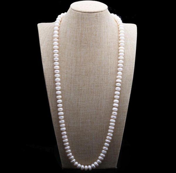 Design 1011mm 82 cm weißer Süßwasserperle großer gedämpfter Brot Runde Perlen Perlen Halskette Pullover Ketten Mode Schmuck25748515841