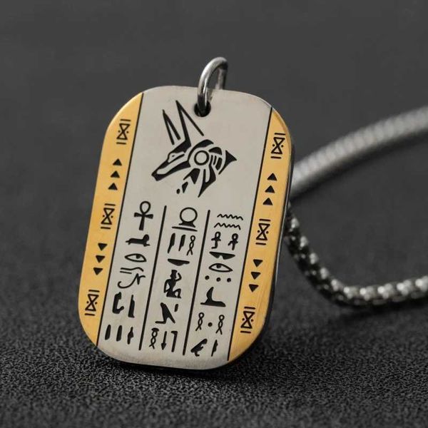 Anhänger Halsketten Vintage Rune Halskette Edelstahl Horus Anubis Hundetikett Anhänger Halskette Antike Ägypten Schmuck Y240420