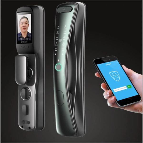 Controle Wi -Fi App Peephole Cat Eye Camera Controle remoto Intelligent totalmente automático Cartão de senha da impressão digital Tecla de porta Smart Door Lock