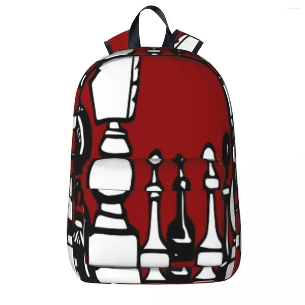 Backpack Master of Chess Boy Girl Bookbag Sacos escolares Cartoon Kids Rucksack Saco de ombro de viagem de grande capacidade