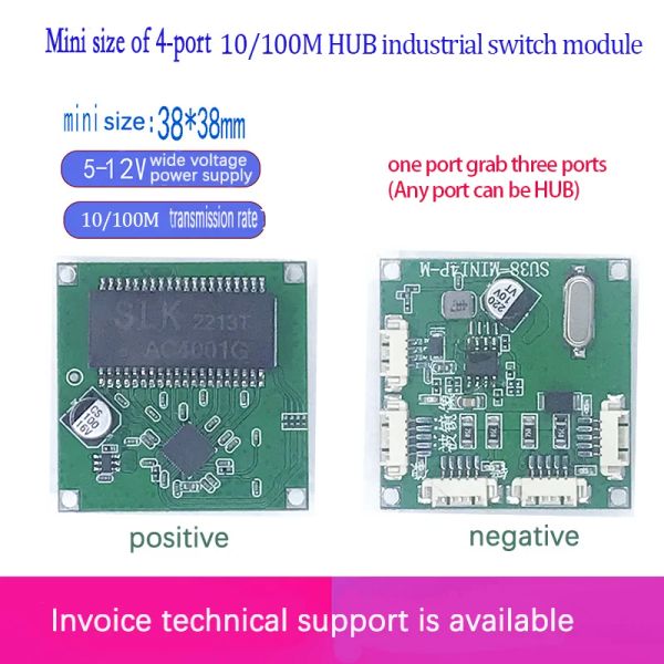 Switches Fast Switch Mini 4 Port -Ethernet -Tap -Schalter 10 / 100mbit / s Netzwerkschalter Hub -PCB -Modulplatte für das Systemintegrationsmodul