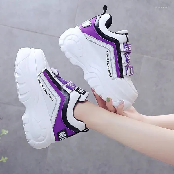 Lässige Schuhe nette 6Women Chunky Sneakers schöne Modeplattform Ladies Brand Wedges für Frau Leder Sport Dad 7