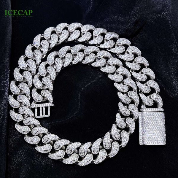 Custom Moissanite Cuban Link Chain Männer Hip Hop 925 Silber Weiß Gold plattiert kubanische Kette Halskette VVS Moissanit Link Schmuck Schmuck