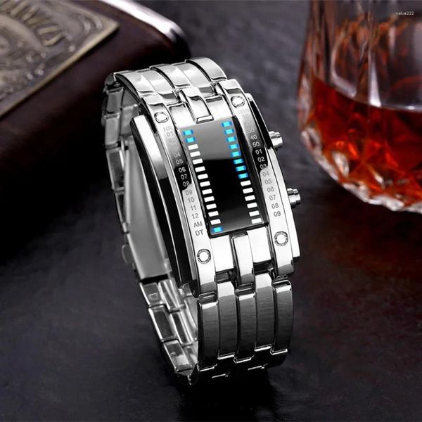 Armbanduhr Männer und Frauen Top -Class Watch Luxury Design Electronic Displony Screen Light Dot Digital Edelstahl LED Sport