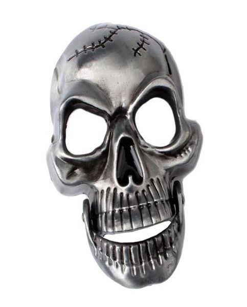 Kemerler Gotik Punk Kafatası Skelleton Head Gümüş Deri Kemer Toka Erkek Menteşeli Jawbelts Kemersbelts7862763