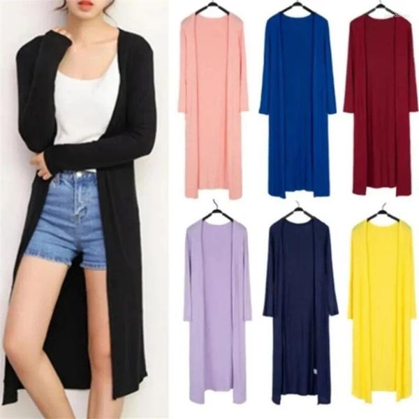 Malhas femininas Autumn Summer Sun Protection Clothing Women Modal Long Cardigan Ladies SHAW