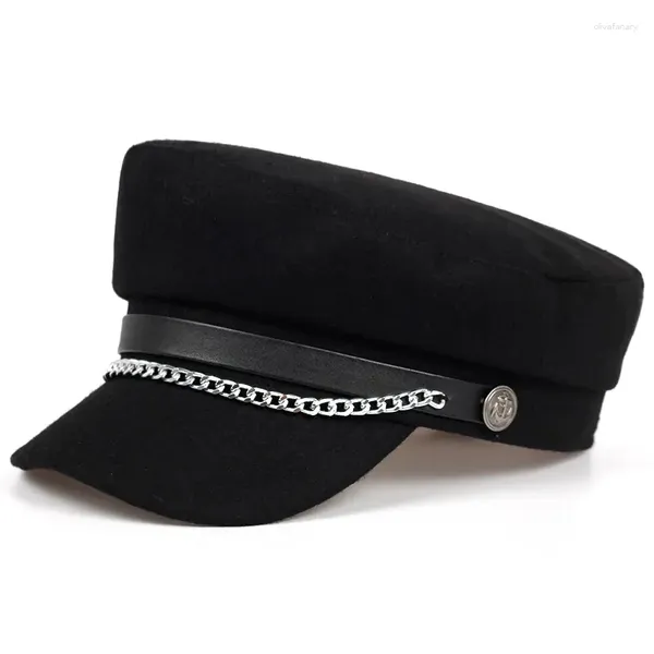 BERETS UNISEX CATENA DI IRON WHITE HATTI MILITARI Topball Flat Baseball Caps per le donne Cadetti sportivi per esterni Cadetti solare