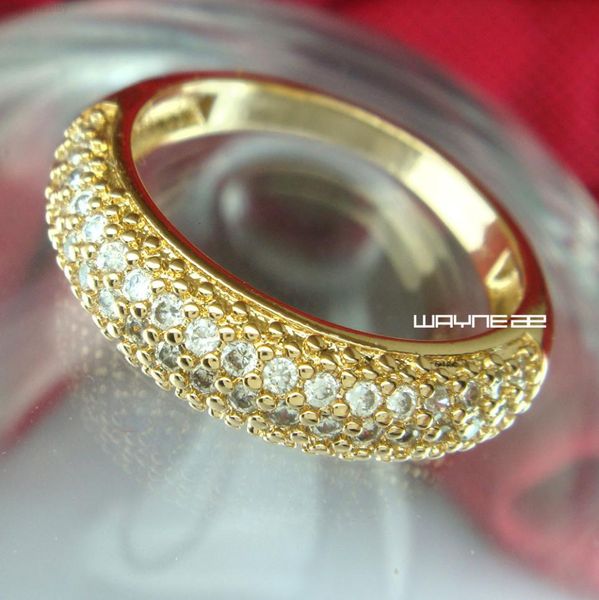 Золото -наполненное моделируемая алмазная свадьба Eternity Женские 18 колец SZ MS R2665053219