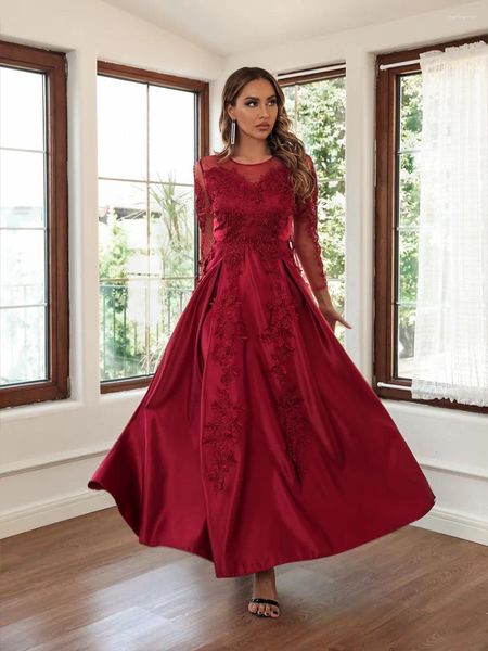 Partykleider 2024 der abgestuften exquisite O-Hals-Langarm-Langhülle gerade bodenlangen Chiffon-Prom-Kleid Frauen Luxuskleid Vestidos de Fiesta