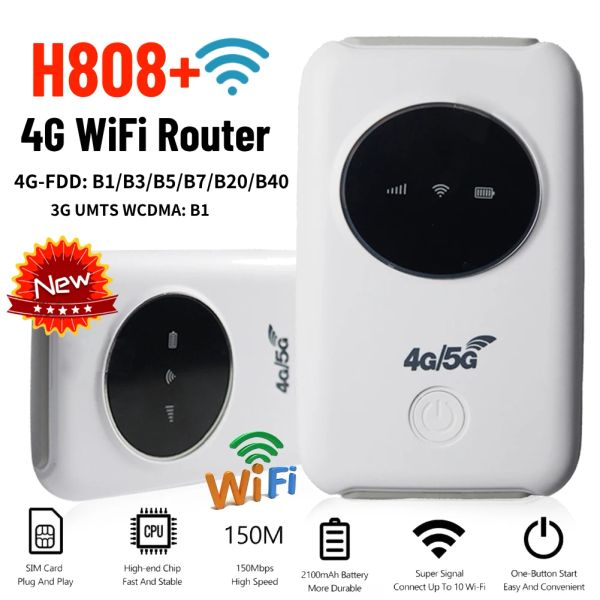 Router H808 4G LTE WiFI Router Tragbares WiFi -Modem 3200mah Mobile Hotspot Breitband 150 Mbit / s breit Abdeckung mit SIM -Kartensteckplatz 10 Benutzer