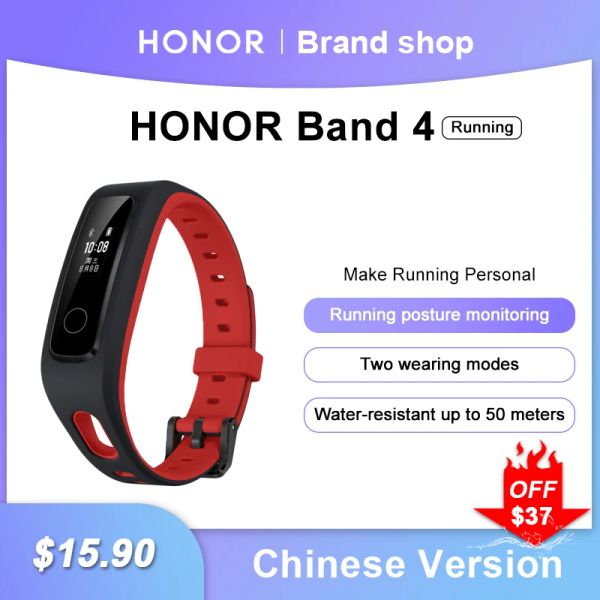 Браслеты Honor Band 4 Запуск Smart Band Sleep Monitoring Smart Tracker 50ATM Плавание водонепроницаемое фитнес -браслет честь