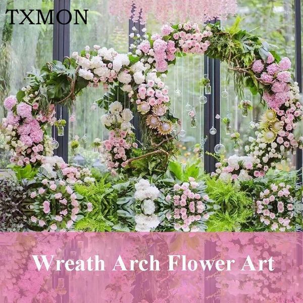 Fiori decorativi Forest Series Ghirlanda Arch Flower Art Simulation Silk Home El Wedding Background Deco Stage Layout Shooting Props