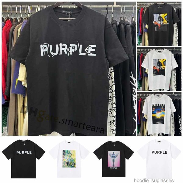 2024 T-Shirt Designer di New Men Shirt Fashion Purple Color Cotton Cotton Sliose Casual Short Short Shirt